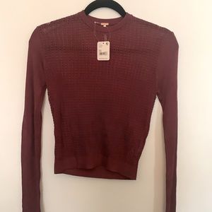 MESH Whimsigoth New Free People sweater size XS . Burgundy.